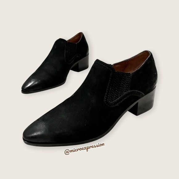 $339 Frye Eleanor Black Leather Western Shootie Everyday Casual Comfy Ankle Boot - Picture 10 of 16